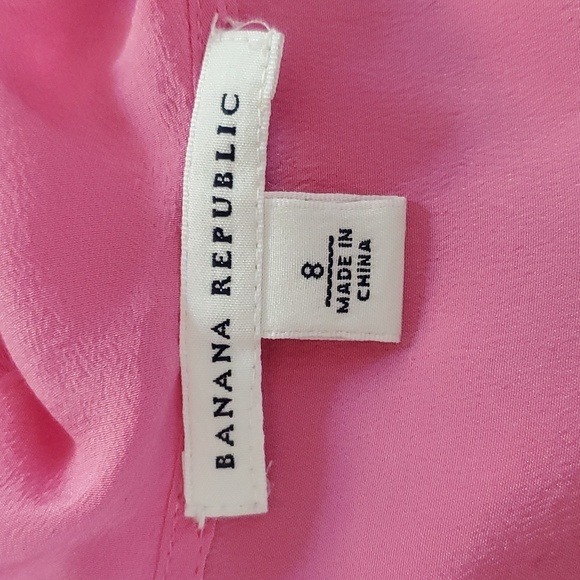 Banana Republic Dress Size 8 Pink Ruffle Drawstring 100% Silk - Picture 8 of 12
